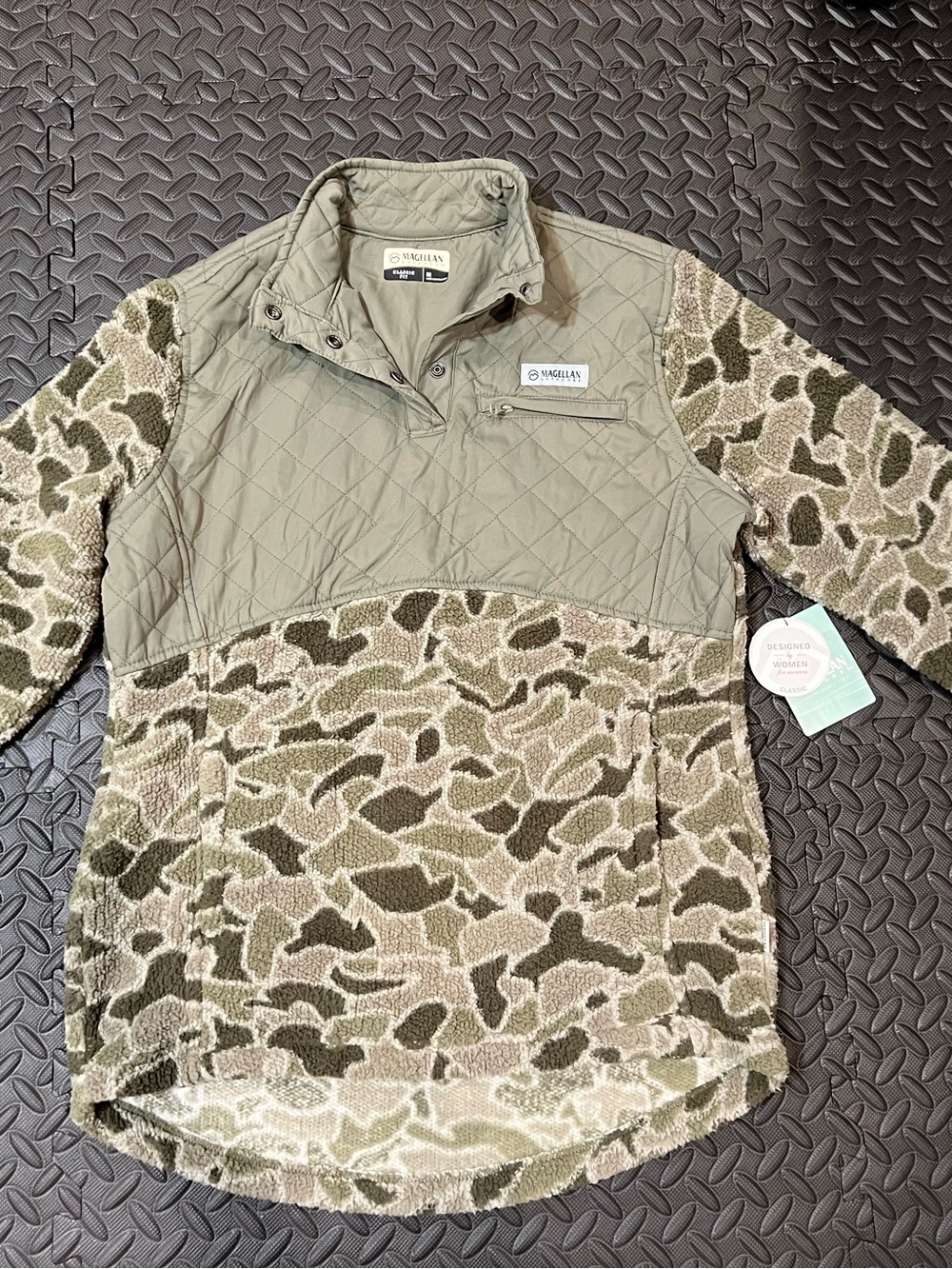 Magellan Outdoors Quilted Olive Green Snap-Front Jacket